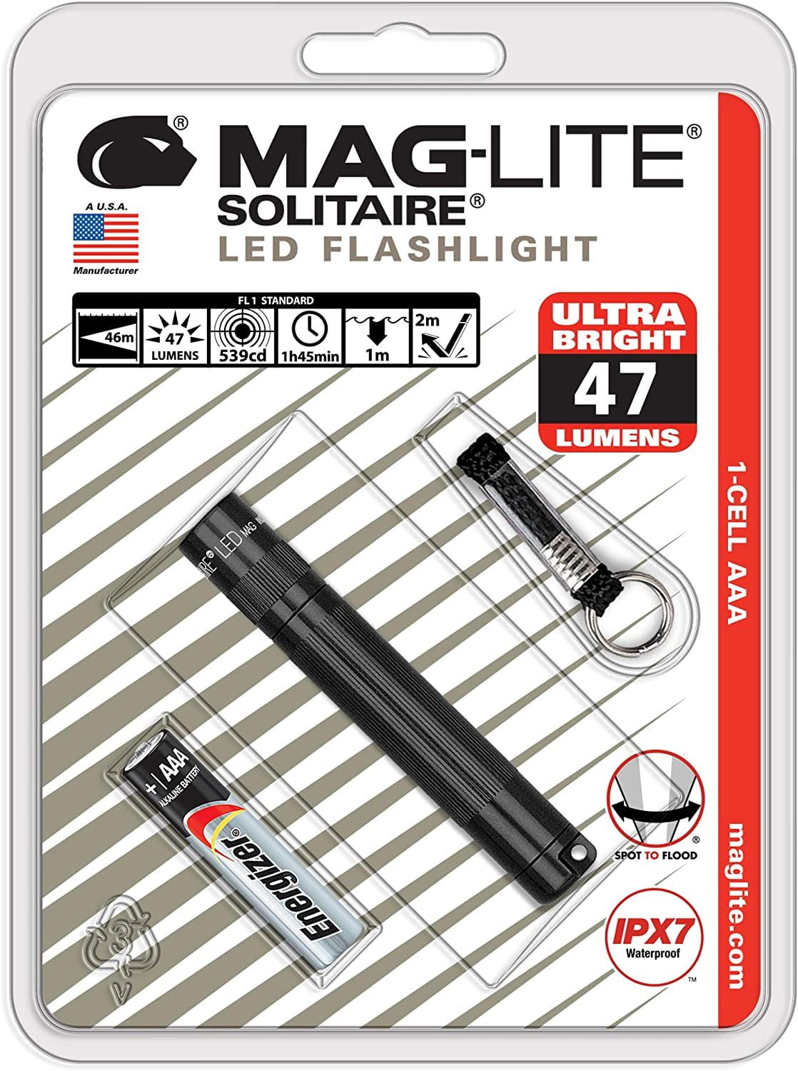 Maglight Maglite Solitaire LED 1-Cell AAA Flashlight Black - SJ3A016 - Walmart.com