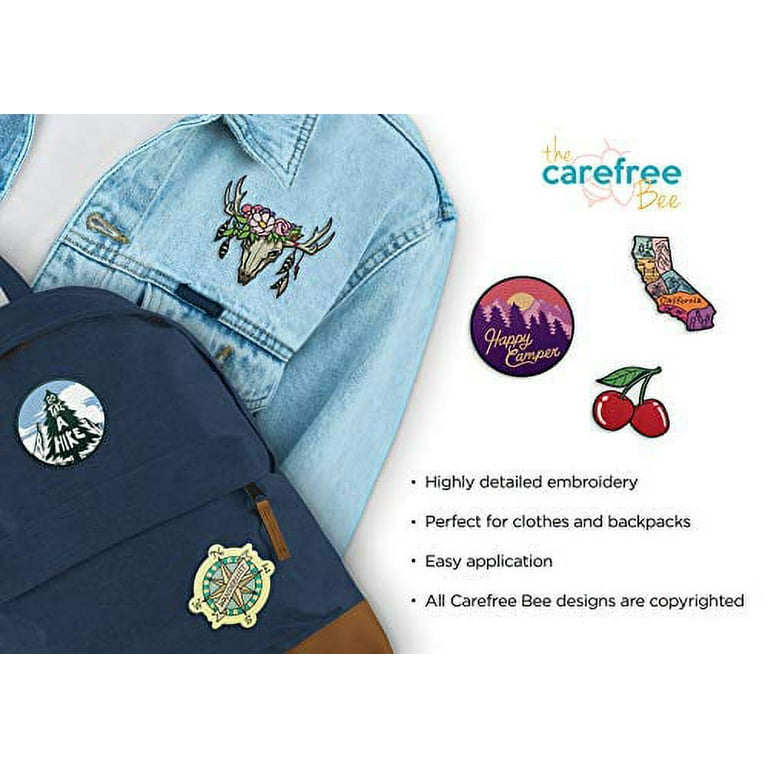 The Carefree Bee - Large Assorted Set of 15 Aesthetic and Cool Outdoors  Iron On Patches for Jackets Backpacks Jeans and Clothes