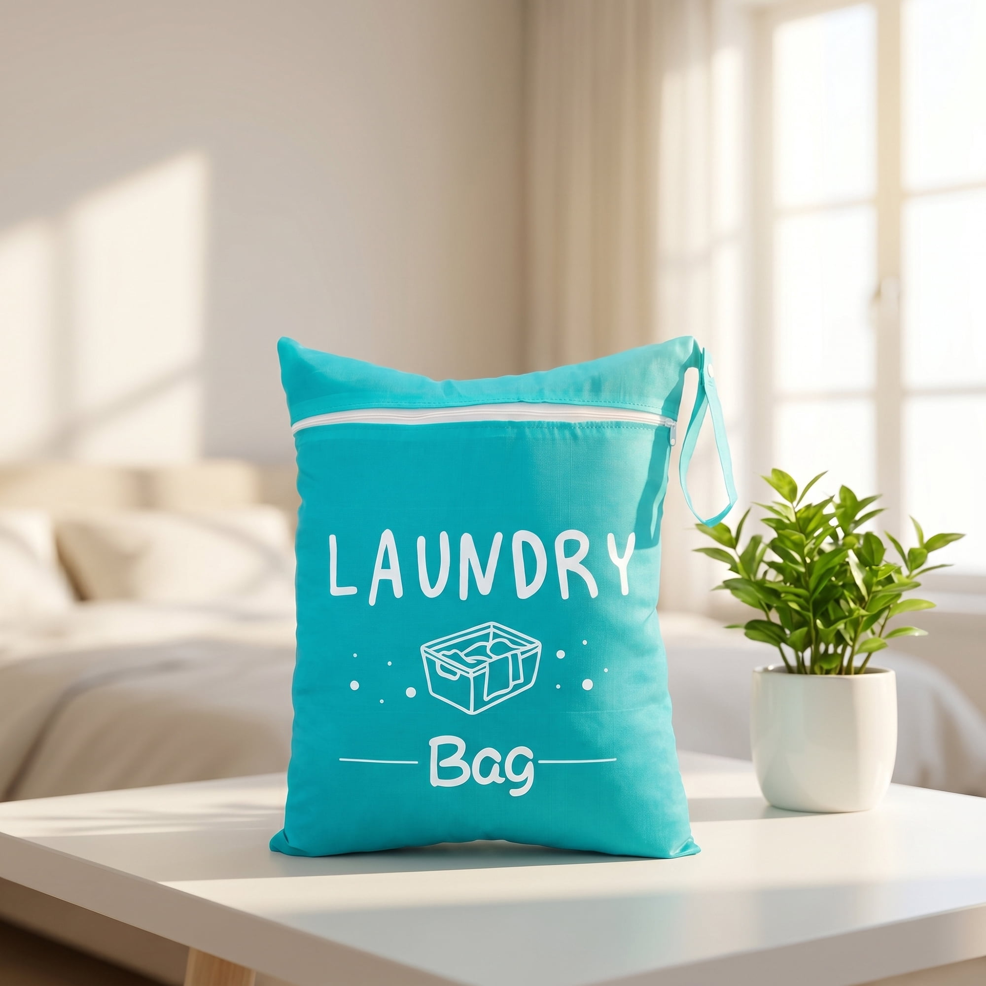 Unique Bargains 2Pcs Waterproof Wet Dry Lightweight Mesh Laundry Bag Sky Blue 15" x 18.9"