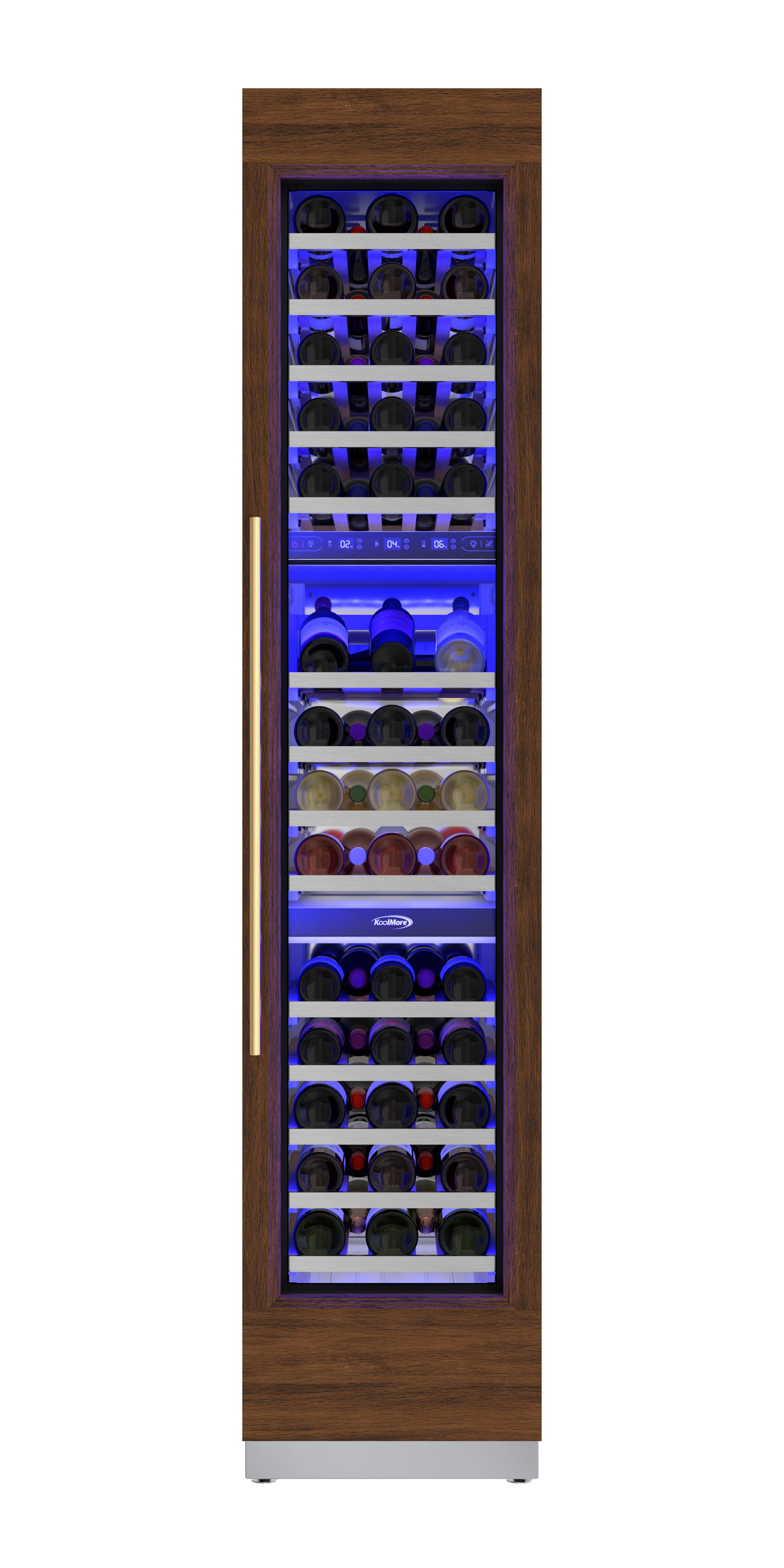 KoolMore Reserve 18 in. 68-Bottle Panel Ready Premium Column Wine Cooler Refrigerator with 14 Shelves (KM-PRC-W18)