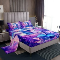 Erosebridal Funny Dolphin Twin Sheet Sets, Dreamy Flower Bedding Twin Size, Ocean Animal Reversible Bed Sheets Twin, Microfiber Bedroom Decoration