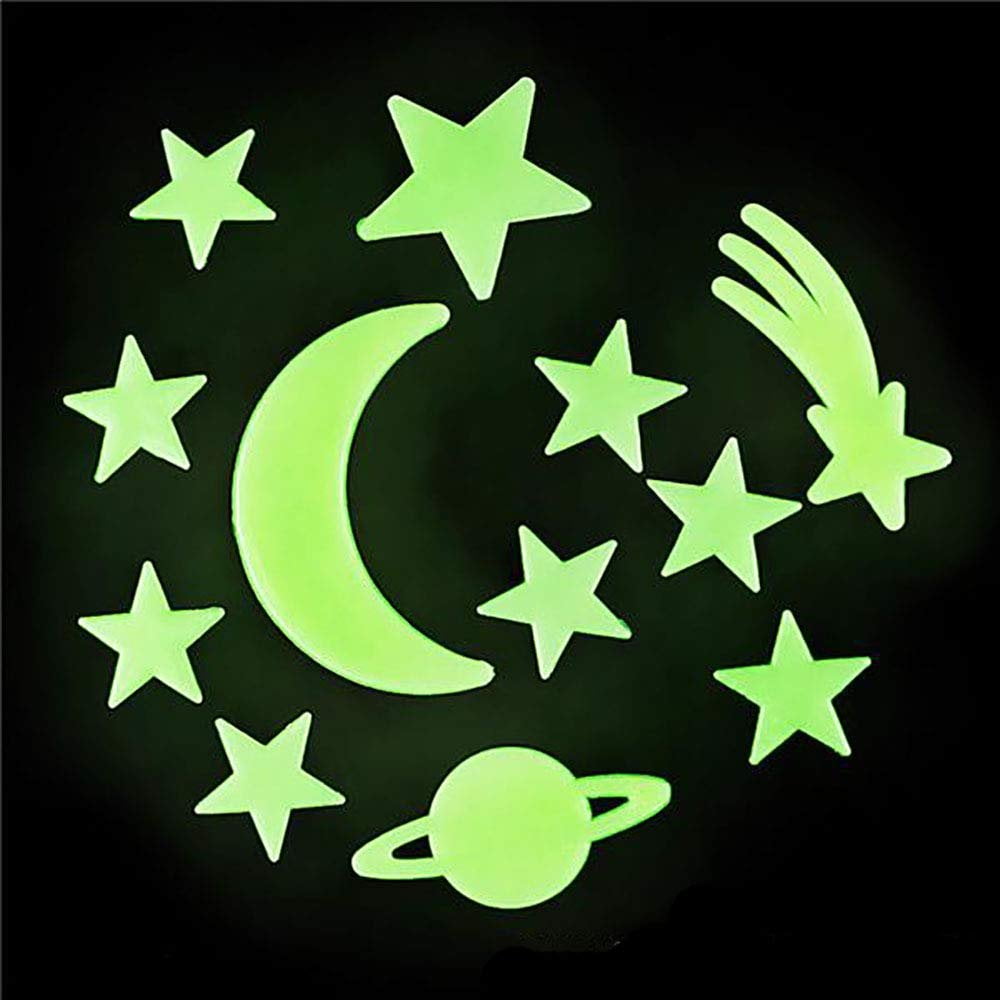  Glow in the Dark Stars  Stickers 12 pieces of Adhesive 