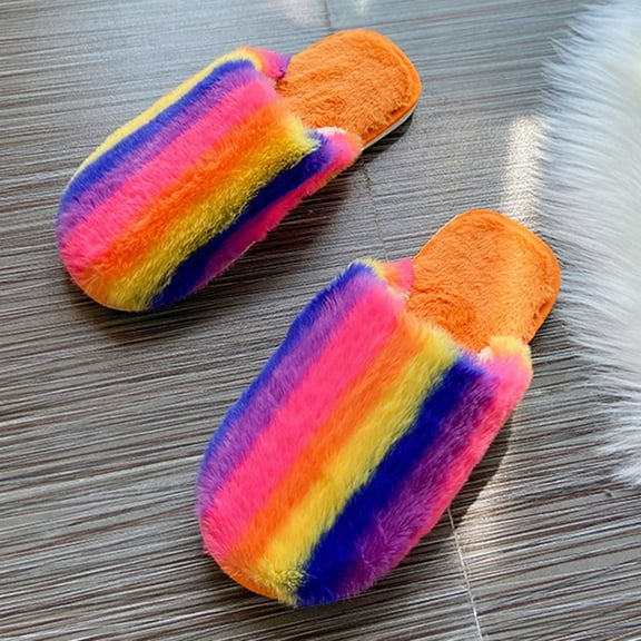 Womens Slippers Clearance Flat Cozy Fuzzy Slippers Warm on Indoor Slipper Bedroom Plush Soft House Shoes