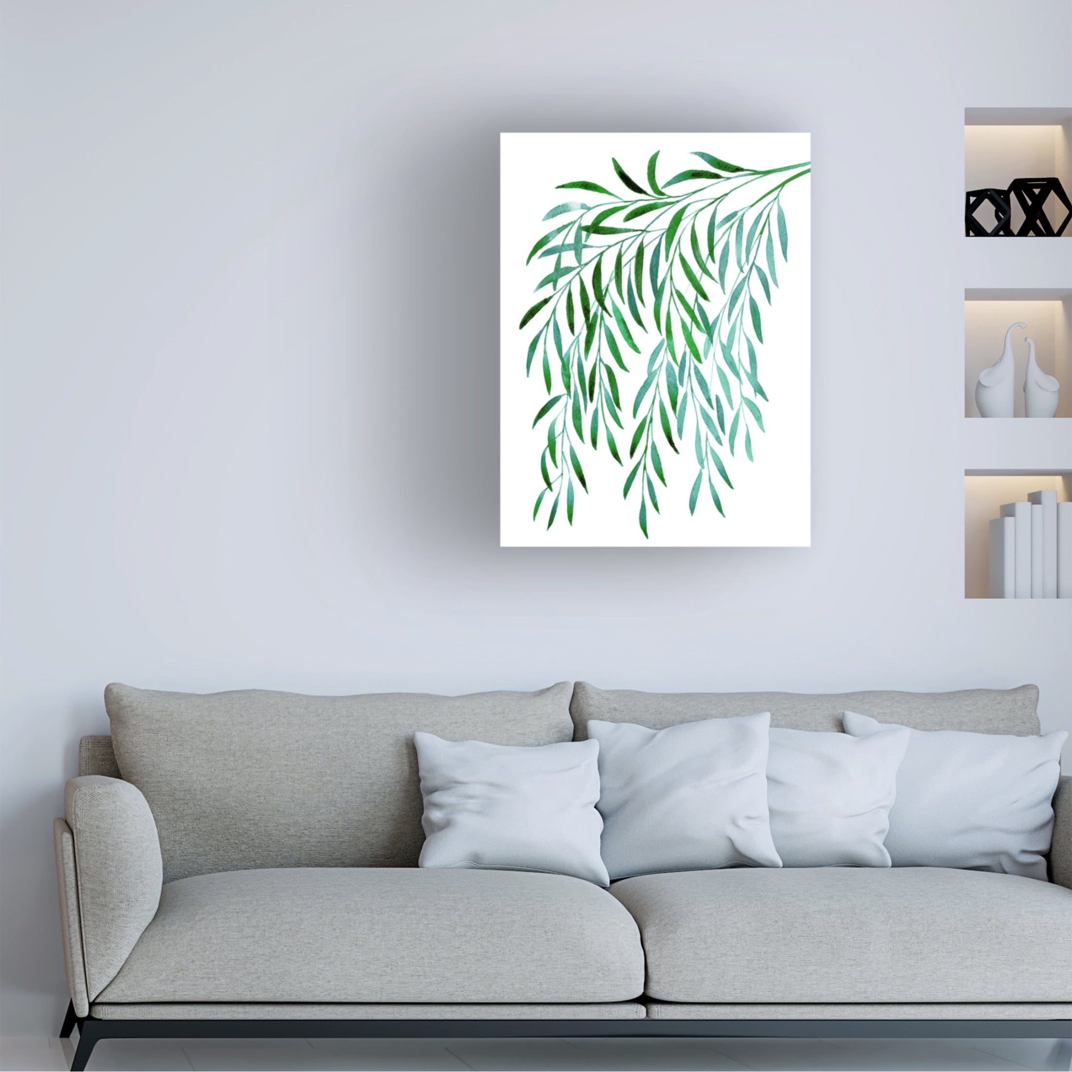 Canvas Wall Art - blursbyai 'Cascading Watercolor Eucalyptus' Wall Art for Living Room, Bedroom, or Office Décor by Trademark Fine Art - 24 x 32 Inches