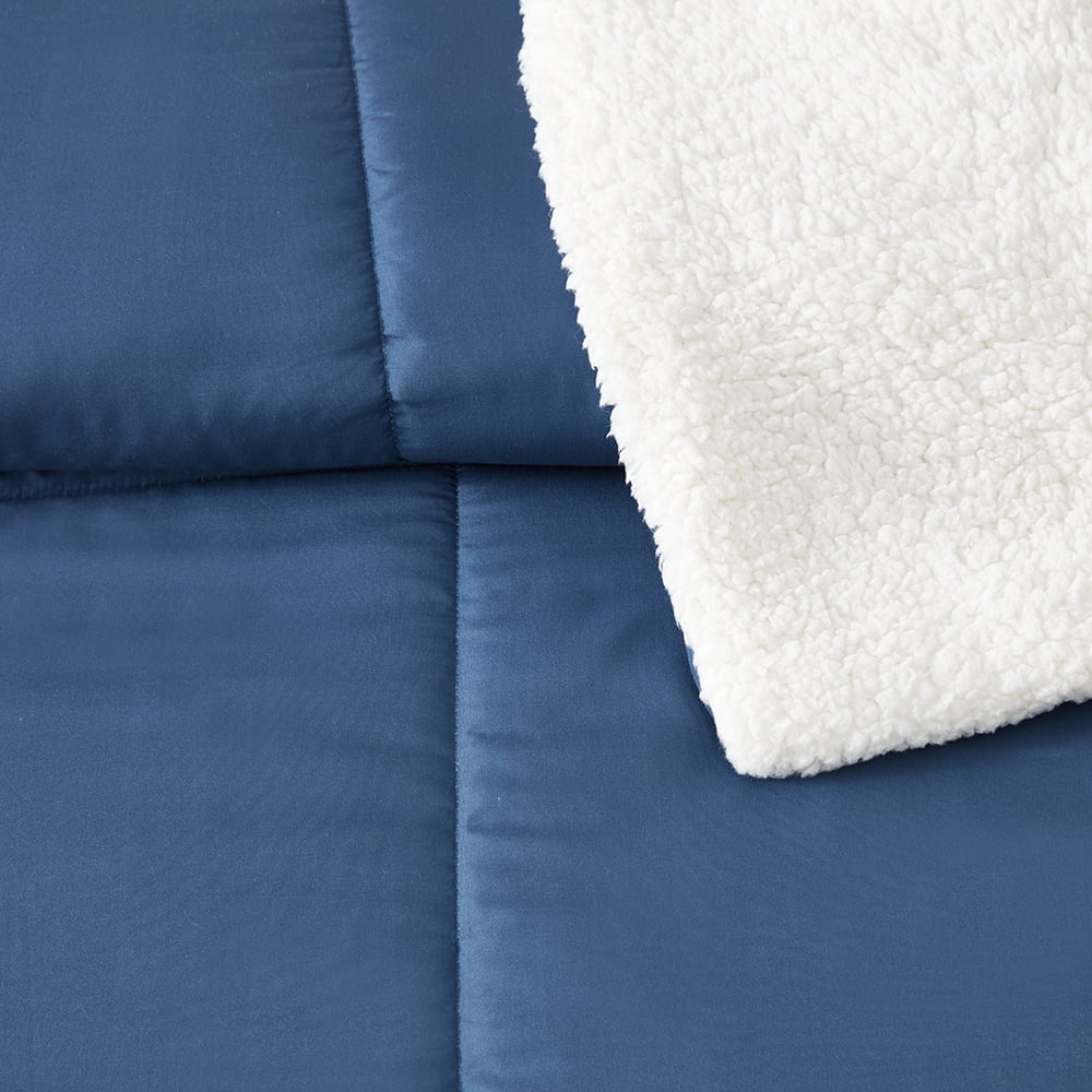 Serta So Cozy 5-Piece Sherpa Reverse Comforter Set, Blue, King