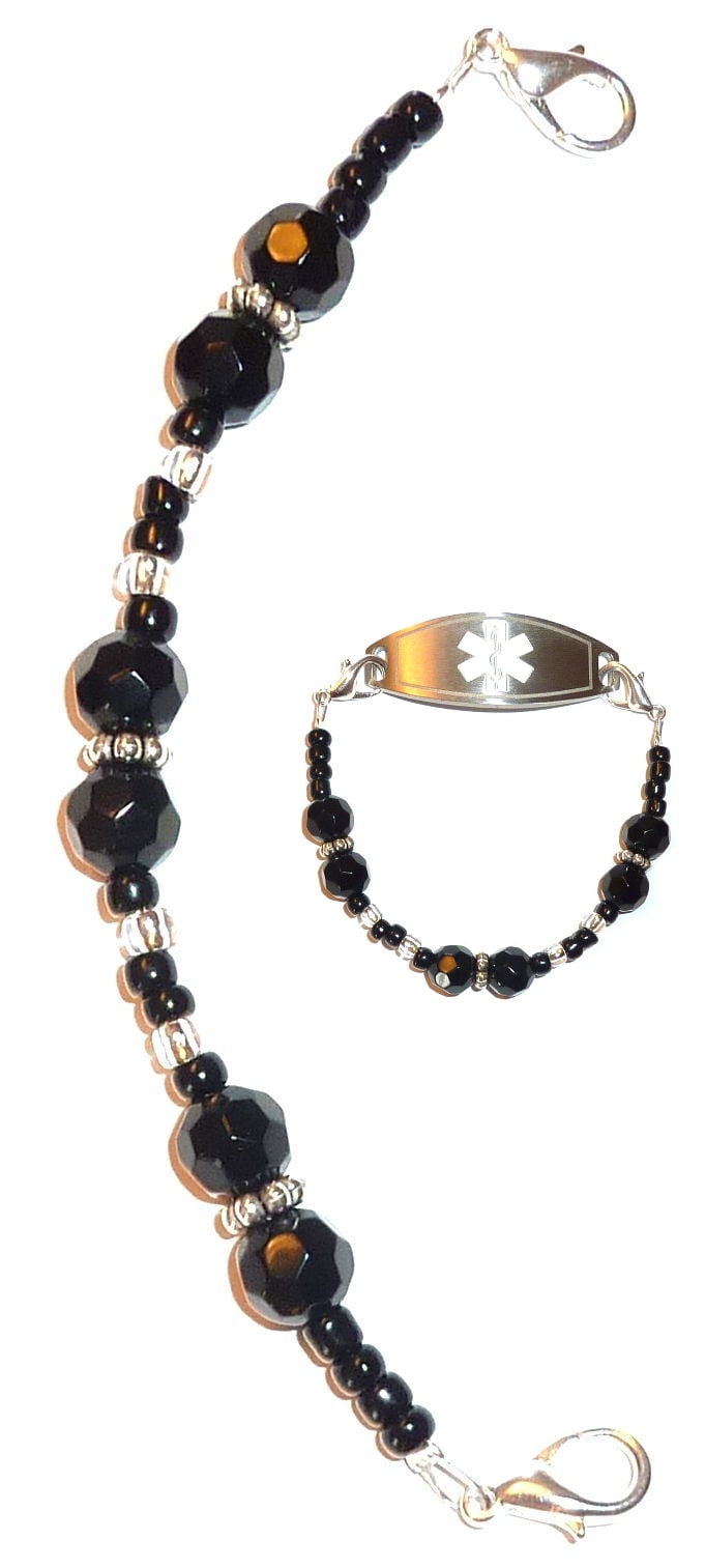 Hidden Hollow Beads Women's Medical Alert ID Interchangeable Replacement Bracelet 