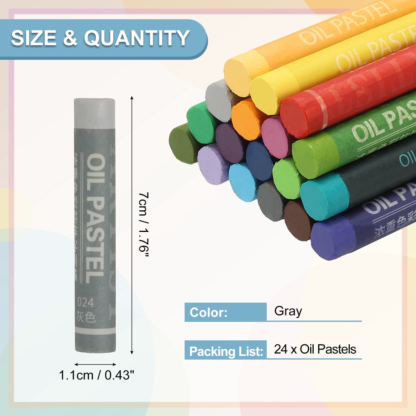 Uxcell Gray Oil Pastels, 24Pcs Soft Oil Crayons Creamy Pastels Stick Art Supplies for Art Painting Drawing Blending Graffiti for Drawing Beginners Artists