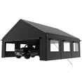 thumbnail image 2 of EASYHAWK 20'x20' Heavy Duty Outdoor Garage Carport Canopy with Side-Opening Door, Roll-Up Windows and Four-Hole Base, Black, 2 of 8