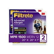 Filtrete 20x20x1 Air Filter, MPR 1500 MERV 12, Advanced Allergen Reduction, 2 Filters
