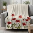 thumbnail image 2 of Red Spring Floral Blanket Soft Cozy Warm Throw Blanket for Couch, Plush Fuzzy Flannel Fleece Blankets for Sofa, Farmhouse Flowers Elegant Pastoral Rustic Bed Blankets Gifts for Men, 40"x50", 2 of 9