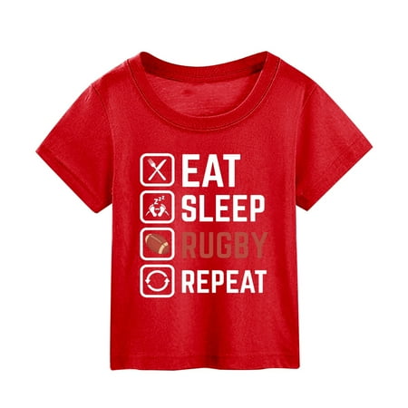 

WUXIAN Toddler Outfits Sportswear Summer Kids Back To School Letter Printing Short Sleeve Outwear Rugby Lovers‘ T-Shirts Infants Baby Tshirt Children Cozy Dailywear
