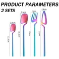 thumbnail image 2 of Hangable Silverware Set, Matte Black Flatware Cutlery Set Service for 2, Satin Finish 8 Piece Stainless Steel Utensils Set for Home and Restaurant, Dishwasher Safe - Colorful, 2 of 6