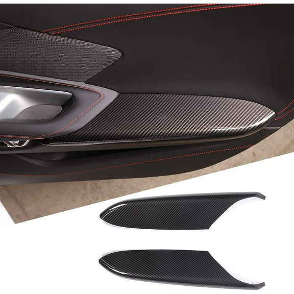 TINKI Interior Door Armrest Panel Trim Cover Compatible with Chevrolet Corvette C8 Stingray 2020-2023, ABS Car Door Armrest Panel Decoration Protection Accessories