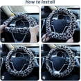 thumbnail image 5 of UniMall Fuzzy Steering Wheel Cover for Women Girls,Universal Fit Fur Car Wheel Cover & Handbrake Cover & Gear Shift Cover Set, Leopard Winter Warm Fluffy Vehicle Wheel Protector for Auto, SUV, 5 of 14