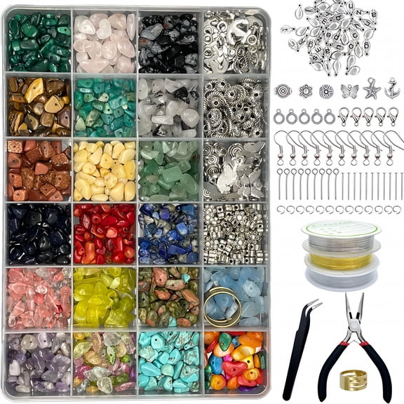 CCOCC Jewelry Making Supplies Kit - 1587 PCS Beads,Crystal Beads,Jewelry Pliers,Beading Wire,Earring Hooks,Rings,Bracelets for Girls and Adults