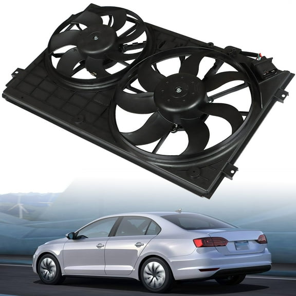 Car Radiator Cooling Fan Assembly Replacement for 2005-2013 Jetta 2010-2013 Golf 2012-2013 Passat 620-805 1K0959455ET, 1K0959455FR, VW3120100 621490