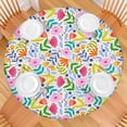 thumbnail image 2 of Pioneer Flower Floral Print Pattern Round Fitted Tablecloth with Elastic Edge,Dining Table Cover Waterproof,Outdoor Round Tablecloth for Camping,Dining,Indoor and Outdoor, 2 of 7