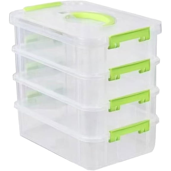 Stack Carry Storage Box With Handle, Transparent Stackable Storage Bin With Handle Lid Latching Storage Container for School & Office Supplies