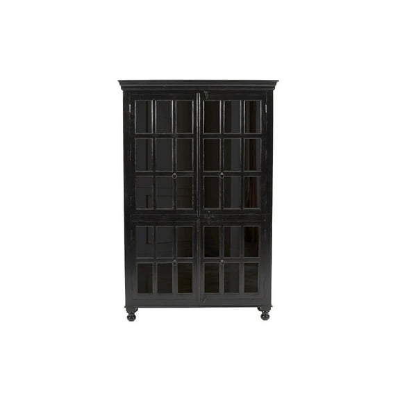 Aspen Solid Wood Cabinet with Glass Doors in Light Brown