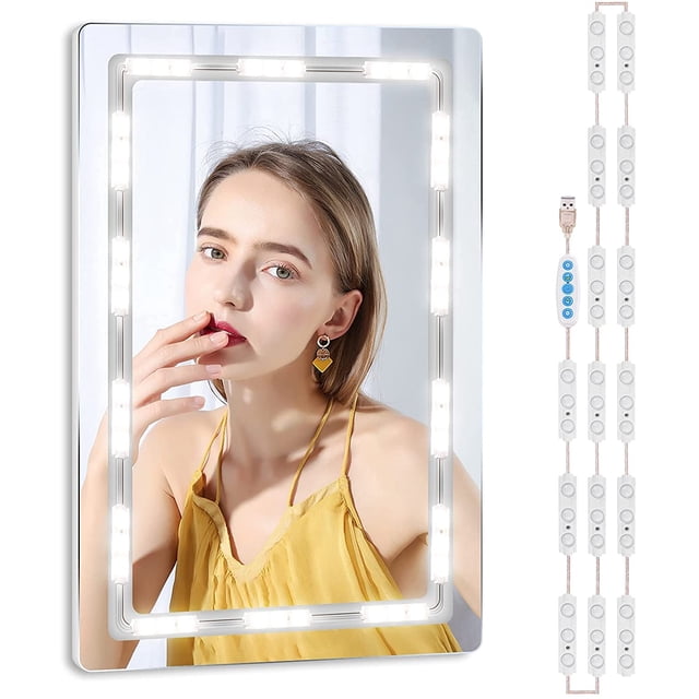 Luces de espejo LED regulables, set de maquillaje iluminado Luces de espejo con LED para 5 colores 5 niveles de brillo Lámpara de maquillaje con cable de alimentación USB Dimme