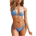 thumbnail image 1 of Conjunto de traje de baño de bikini de playa halter sin espalda sexy con estampado de dos piezas para mujer Fridja  nalpqowj52829, 1 of 6