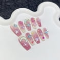 thumbnail image 4 of 10Pcs Blue Handmade acrylic Nails Set Press on Professional Full Cover Nail Tips Manicure Angel Rose Design Wearable False Nails FGS, 4 of 7