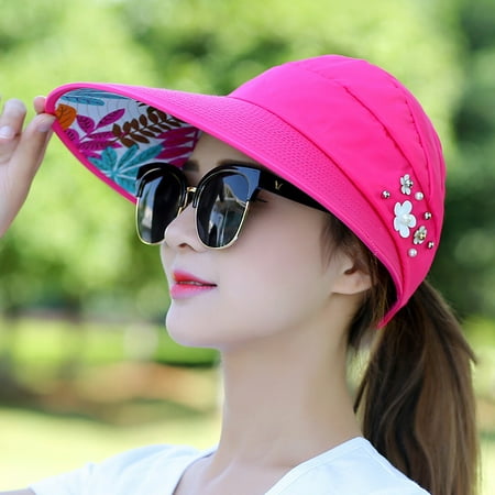 Women Lady Sunhat Beach Hat UV Protection Anti-UV Casual Visors Foldable Cap For Outdoor (Best Anti Fog For Hockey Visor)