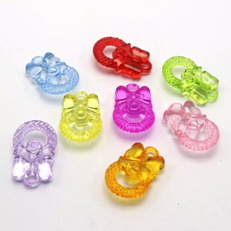 U8MO 50 Mixed Color Transparent Acrylic Bows Wreath Charm Pendants 28mm DIY Earring