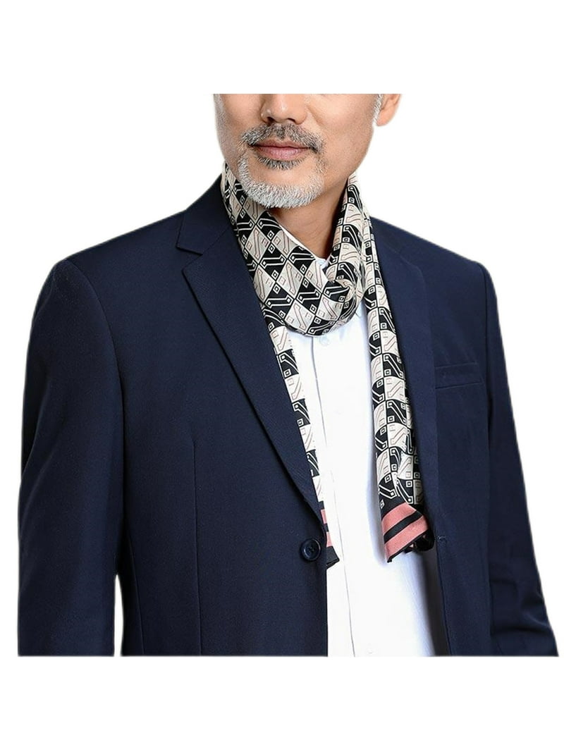 Men's 100 Silk Neck Scarf Double Layers Fashion Scarves