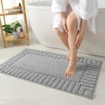 thumbnail image 3 of OEAKAY Textured Plush Light Gray Microfiber Bath Mat, 24"x36", Non-Slip and Absorbent Bathroom Rug, Machine Washable, Quick Drying Shower Floor Carpet, 3 of 8