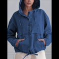 thumbnail image 4 of Chaqueta Vaquera con Capucha para Mujer, Jersey Vaquero con Botones y Capucha con Cordón, Sudadera Informal de Larga. Azul Oscuro L, 4 of 8