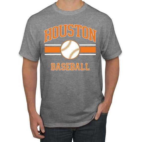 Wild Bobby City of Houston Baseball Fantasy Fan Sports Men's T-Shirt, Heather Grey, Large
