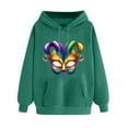 thumbnail image 3 of VBTAPA Womens 2025 Mardi Gras Hoodie Carnival Mask Print Long Sleeve Drawstring Hooded Sweatshirt Trendy Casual Pullover Hoodies Gifts for Teen Girls Army Green XXL, 3 of 6