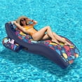 thumbnail image 1 of Sunikko X 2-in-1 Pool Floats, Inflatable Pool Floats Adult Lounge Chair with Cup Holder Tanning Pool Float, Heavy Duty Water Float Raft for Pool Floating with Pillow, Hawaii Style, 1 of 4