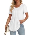 thumbnail image 2 of Womens Shirts Casual Fashion Short Sleeve Tops For Women 2025 Scoop Neck Blouses Cute Work Tees S White, 2 of 6