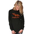 thumbnail image 4 of Haunted Halloween Bat Hanging Out Plus Size Long Sleeve Graphic Tee Shirt Brisco Brands 2X, 4 of 5