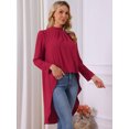 thumbnail image 4 of DARING DIVA Women's High Low Long Sleeve Asymmetrical Hem Casual Blouse XL Wine Red, 4 of 7