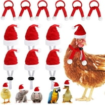 Dalrosia 12PCS Christmas Pet Chicken Hat Scarf Set Mini Santa Hat Scarf Xmas Small Animal Hat Clothes with Adjustable Chin Strap for Hen Duck Hamster Guinea Pig Kitty Puppy Parrot