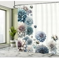 thumbnail image 2 of Ambesonne Blue Shower Curtain, Dahlia Flowers Garden Bloom, 69"Wx84"L, White Lavender Blue Beige, 2 of 4