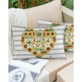 thumbnail image 6 of Outdoor Throw Pillow Cover Love Heart Shaped Sunflowers and Bee Waterproof Cushion Covers 2 Pack White Grey Stripes Pillow Cases Home Decoration for Patio Garden Couch Sofa, 6 of 6