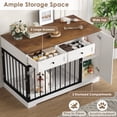 thumbnail image 5 of Homfa Dog Crate with Storage Cabinet and 2 Drawers, Indoor Furniture Style Wooden Large Dog Kennel, White, 5 of 8