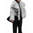 thumbnail image 3 of Female Faux Fur Coat Faux Fur Jacket Long Sleeve Lapel Furry Winter Jackets Parka Short Coat Silver Fur XXL, 3 of 8