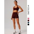thumbnail image 5 of AEXTO Women's Solid Crop Sports Bra & High Waist Shorts Sportswear Set, Casual U Neck Sleeveless Crop Top & Skinny Shorts, Ladies Sportswear for Indoor Outdoor Wear, 5 of 9