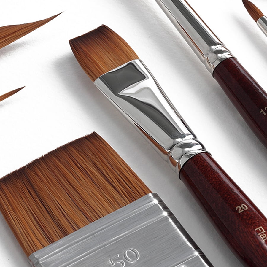 Creative Mark Mimik Kolinsky Watercolor Brush - # 2 Flat - Long Handle Synthetic Paint Brush - Handmade in Germany - Synthetic Sable Paint Brushes for Professional Artists - Animal-Friendly