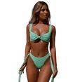 thumbnail image 4 of Traje de baño de bikini sexy para mujer Conjunto de traje de baño de tanga frontal con nudo estampado a cuadros Ormromra CPB-DE-WX357-3, 4 of 5