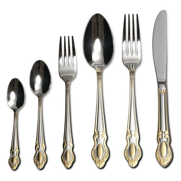 75-Piece Venezia Collection Fine Flatware Set - Service for 12, Gold and Silver