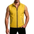 thumbnail image 5 of Ecqkame Men's Reflective Vest High Visibility Stand Collar Full Zip Side Pockets Vests Lightweight Safety Outdoor Daily Outerwear Yellow S, 5 of 9