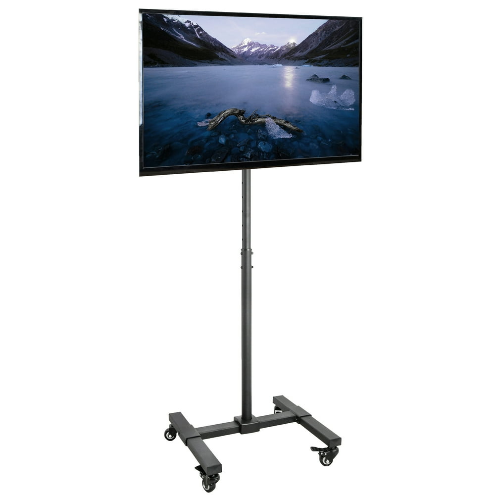 VIVO Mobile TV Floor Stand Height Adjustable Mount w/ Wheels for