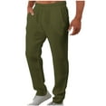 thumbnail image 2 of MIUOWANP Men's Pants Casual Relaxed Fit Men Solid Casual With Pockets Outdoor Elastic Waist Long Pants Trousers XL Army Green, 2 of 5