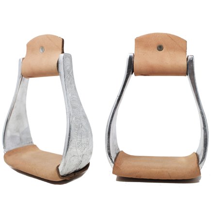 Horse Saddle Western Engraved Lightweight Aluminum Stirrups Leather 51160